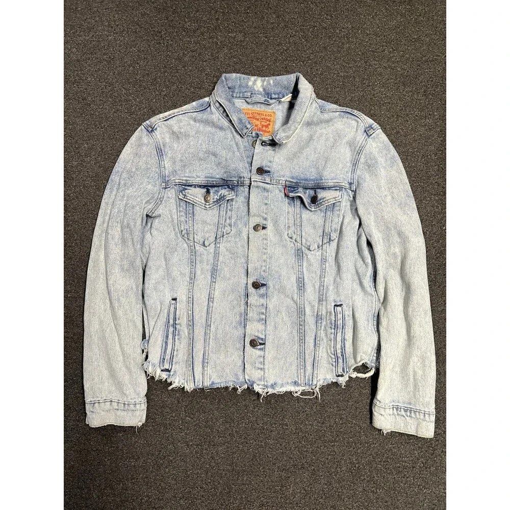 Vintage Levi’s Denim Jacket Distressed Thrashed Denim Button Up Jacket Western